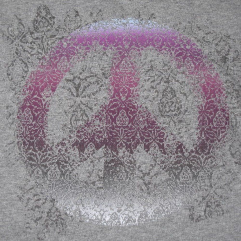 Sonoma Ladies SMALL Heather Gray PEACE V-neck Short Sleeve T-shirt NEW